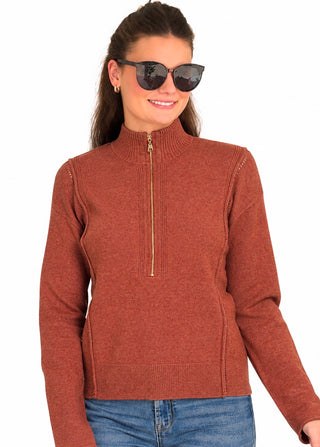 Half Zip Collared Sweater - H. Rust