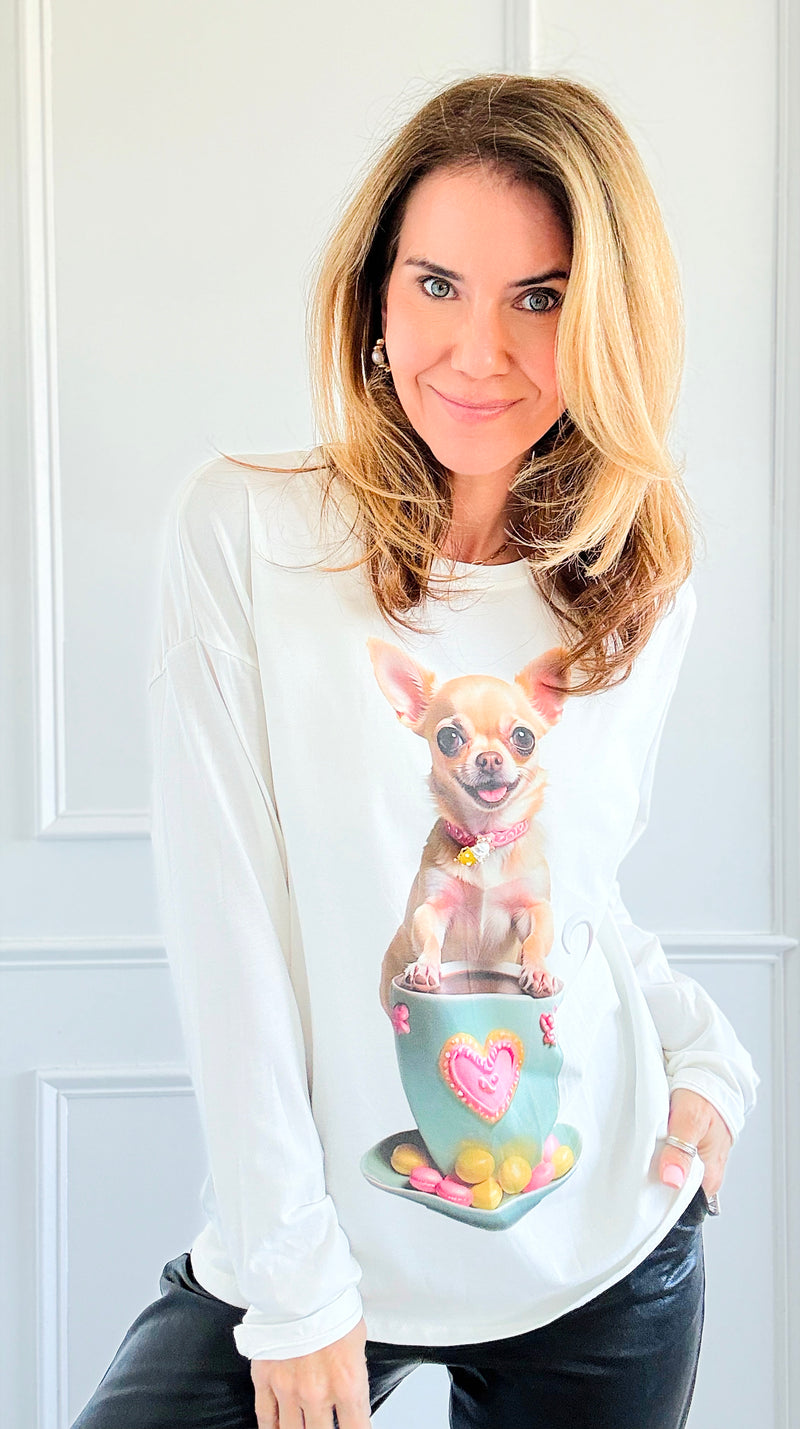 Sweet Puppy Italian Pullover-110 Long Sleeve Tops-Italianissimo-Coastal Bloom Boutique, find the trendiest versions of the popular styles and looks Located in Indialantic, FL