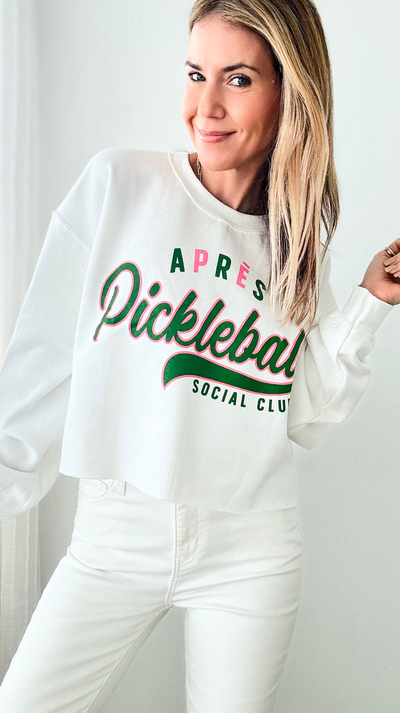 Apres Pickleball Sweatshirt-140 Sweaters-Sweet Claire-Coastal Bloom Boutique, find the trendiest versions of the popular styles and looks Located in Indialantic, FL