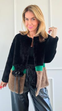 Luxe Contrast Faux Fur Jacket-160 Jackets-Joh Apparel-Coastal Bloom Boutique, find the trendiest versions of the popular styles and looks Located in Indialantic, FL