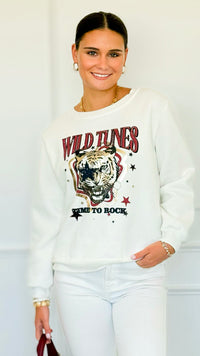 Wild Tunes Italian Fleece Sweatshirt-110 Long Sleeve Tops-Italianissimo-Coastal Bloom Boutique, find the trendiest versions of the popular styles and looks Located in Indialantic, FL