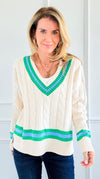 Campus Charm Cable Knit Sweater-140 Sweaters-entro-Coastal Bloom Boutique, find the trendiest versions of the popular styles and looks Located in Indialantic, FL