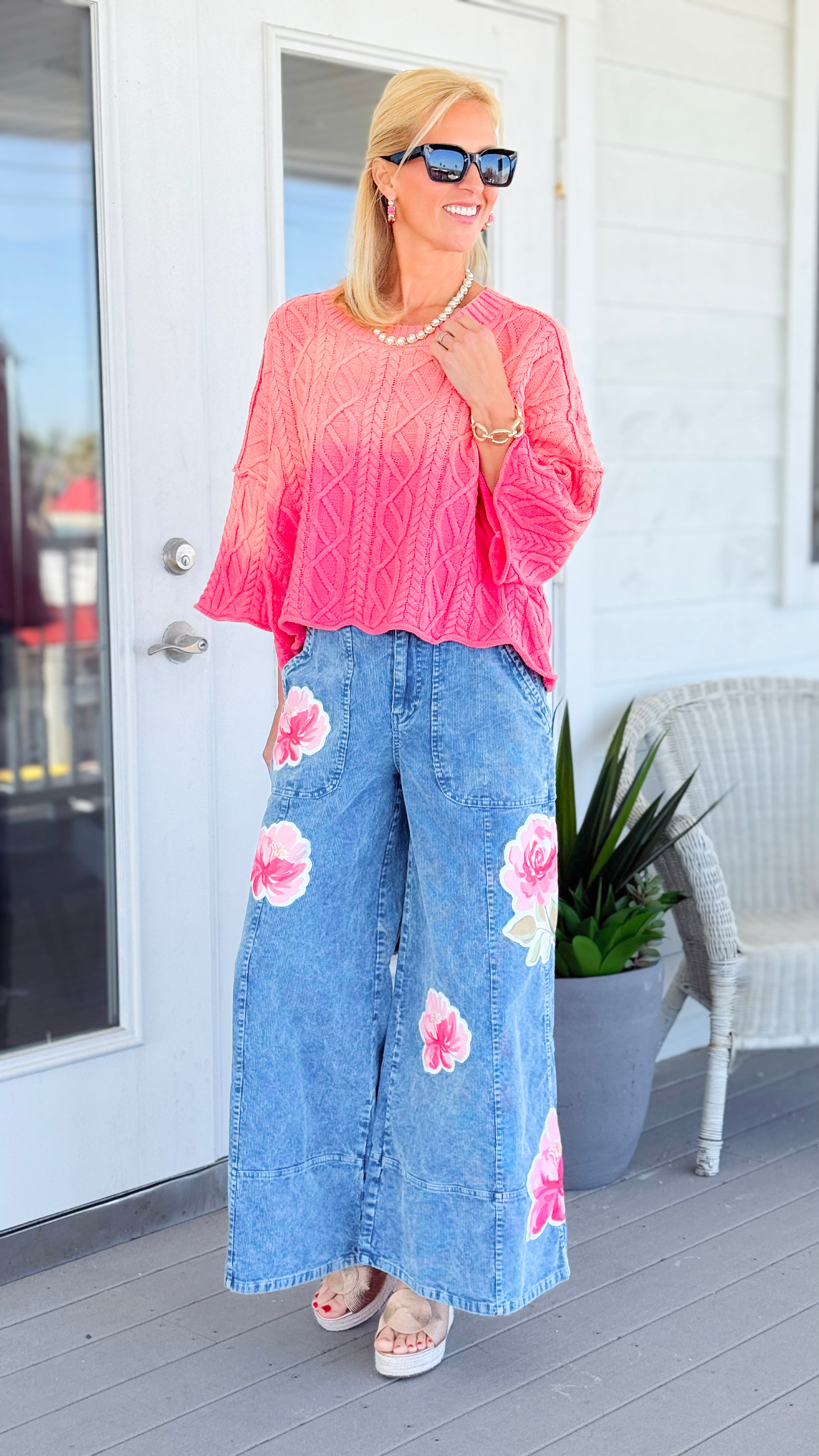 Vintage Blossom Corduroy Pants