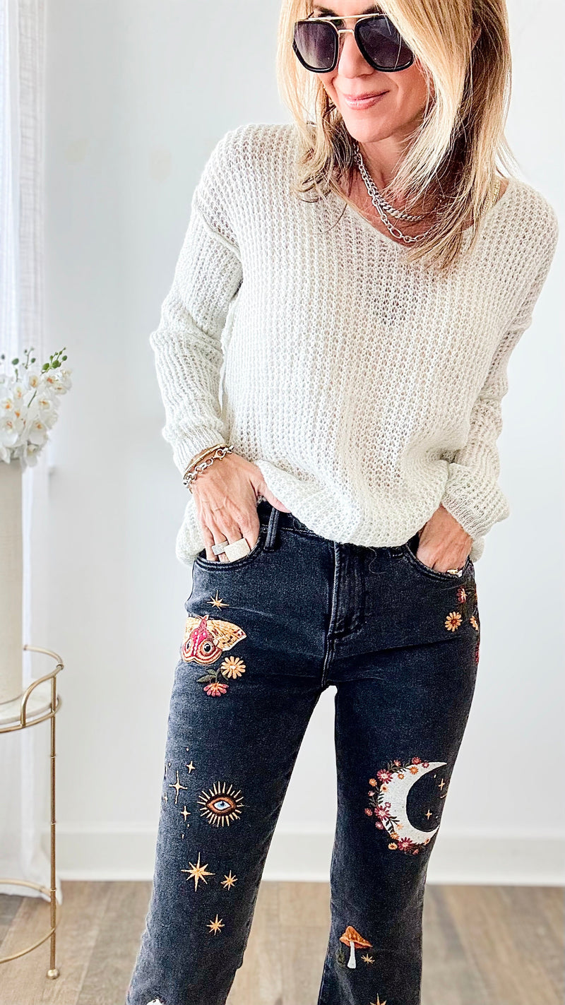 Blossom Straight-Leg Embroidered Jeans