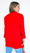 Boyfriend Waterfall Blazer - Red-150 Cardigans/Layers-BOOM BOOM JEANS-Coastal Bloom Boutique, find the trendiest versions of the popular styles and looks Located in Indialantic, FL