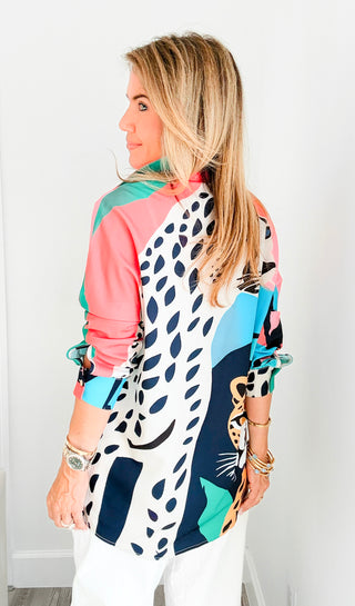 Leopard Button Front Top