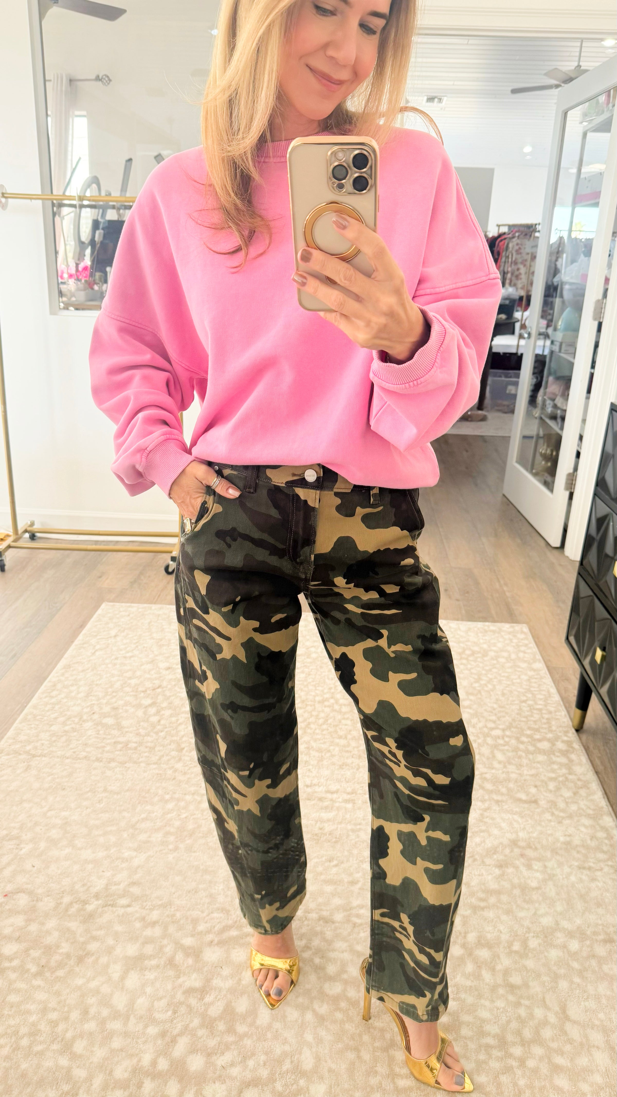 Utility Camo Barrel Pants-170 Bottoms-RISEN JEANS-Coastal Bloom Boutique, find the trendiest versions of the popular styles and looks Located in Indialantic, FL