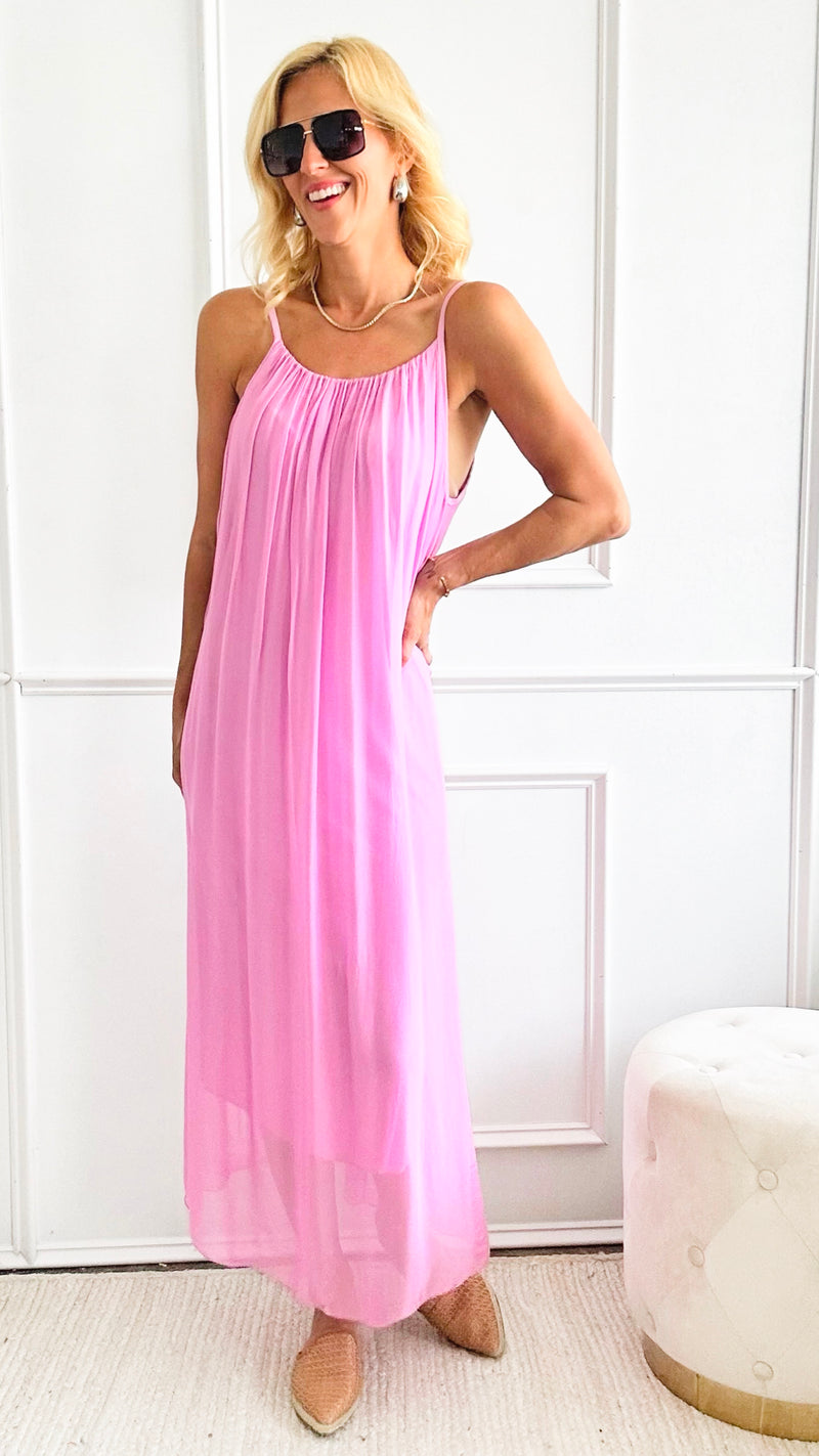 Breezy Sheer Italian Sundress - Pink-200 Dresses/Jumpsuits/Rompers-Germany-Coastal Bloom Boutique, find the trendiest versions of the popular styles and looks Located in Indialantic, FL