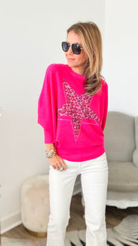 Spots & Stars Dolman Sleeve Sweater Top-130 Long Sleeve Tops-On Blue-Coastal Bloom Boutique, find the trendiest versions of the popular styles and looks Located in Indialantic, FL