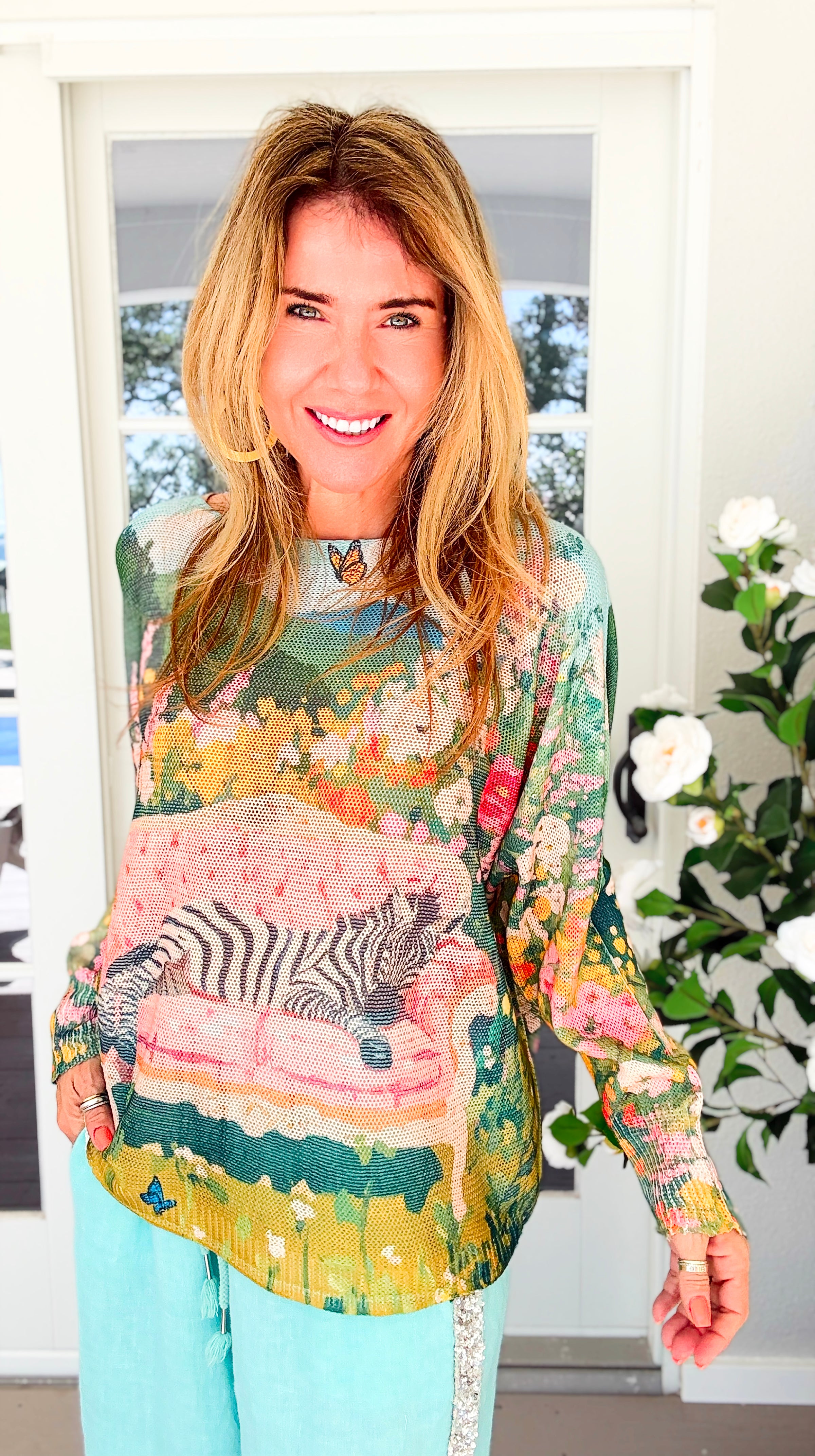 The Zebra In Bloom St Tropez Italian Knit Sweater