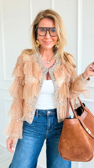 Lace Ruffle Jacket - Tan
