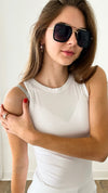 Sayre Tank Top - White-100 Sleeveless Tops-Zenana-Coastal Bloom Boutique, find the trendiest versions of the popular styles and looks Located in Indialantic, FL