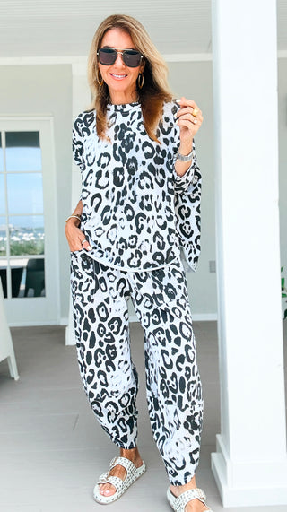 La Spezia Italian Leopard Cotton Set- White