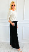 Ease Embellished Corduroy Italian Relaxed Pant- Black-100 Pants-TATTOO Z-Coastal Bloom Boutique, find the trendiest versions of the popular styles and looks Located in Indialantic, FL