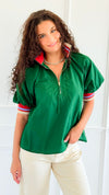 Ivy League Zip Accent Top-110 short Sleeve Top-ENTRO-Coastal Bloom Boutique, find the trendiest versions of the popular styles and looks Located in Indialantic, FL