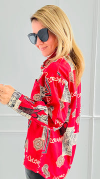 Paisley & Frames Button Down Top-130 Long Sleeve Tops-ROUSSEAU-Coastal Bloom Boutique, find the trendiest versions of the popular styles and looks Located in Indialantic, FL