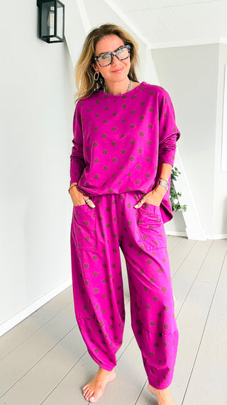 La Spezia Polka Dot Italian Barrel Cotton Set- Magenta