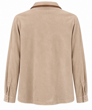 Perfect Contrast Faux Suede Top - Champagne