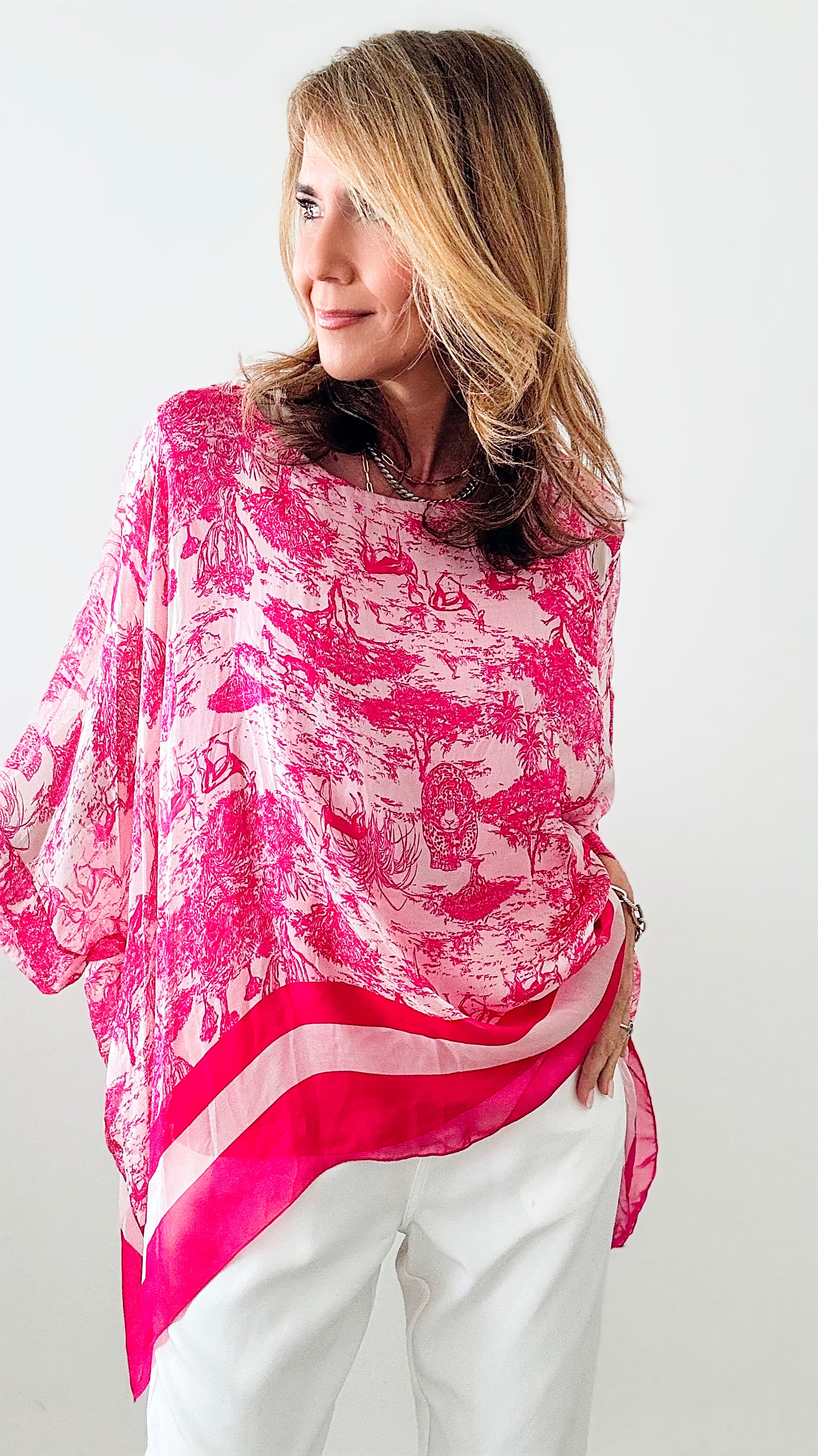 Emerald Canopy Italian Satin Top - Fuchsia-100 Sleeveless Tops-moda italia-Coastal Bloom Boutique, find the trendiest versions of the popular styles and looks Located in Indialantic, FL