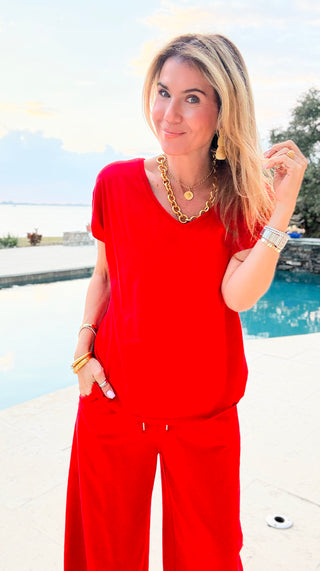 Alys Cotton Italian Top- Red