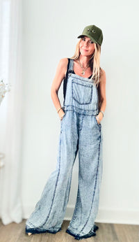 Fabulous in Flare Acid Wash Jumpsuit-200 Dresses/Jumpsuits/Rompers-ee:some-Coastal Bloom Boutique, find the trendiest versions of the popular styles and looks Located in Indialantic, FL