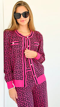 Bold Greek Knit Set- Fuchsia-210 Loungewear/Sets-Chasing Bandits-Coastal Bloom Boutique, find the trendiest versions of the popular styles and looks Located in Indialantic, FL