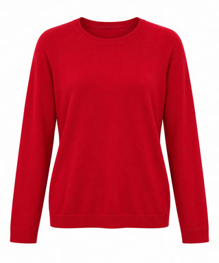 Relaxed Crew Neck Lightweight Sweater - Ruby