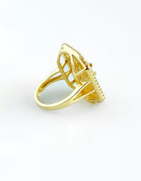 Sterling Silver Mega Medallion Baguette Ring - Gold-230 Jewelry-NYC-Coastal Bloom Boutique, find the trendiest versions of the popular styles and looks Located in Indialantic, FL