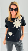 Floral Lace Patch Tee-110 short Sleeve Top-PASTEL DESIGN-Coastal Bloom Boutique, find the trendiest versions of the popular styles and looks Located in Indialantic, FL