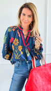 Floral Poetry Woven Top-110 Long Sleeve Tops-Umgee-Coastal Bloom Boutique, find the trendiest versions of the popular styles and looks Located in Indialantic, FL
