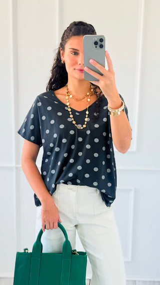 Dot The Occasion V-Neck Italian Top