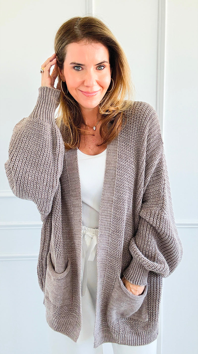 Sugar High Italian Cardigan- Mocha-150 Cardigans/Layers-Italianissimo-Coastal Bloom Boutique, find the trendiest versions of the popular styles and looks Located in Indialantic, FL