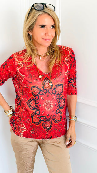 Vintage Bazaar Lurex Trim Italian Top