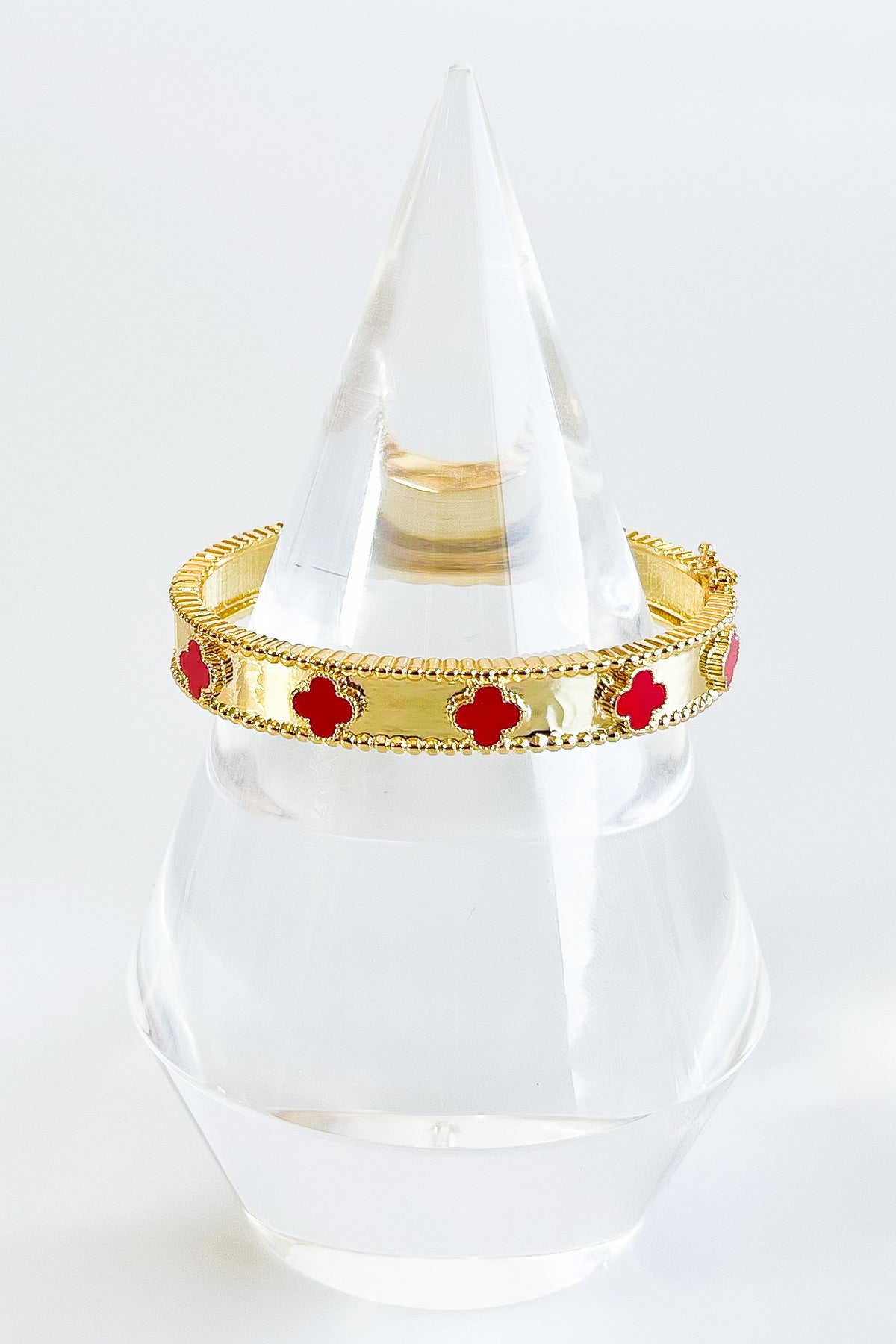 Clover Station Bangle Bracelet - Red-230 Jewelry-NYC-Coastal Bloom Boutique, find the trendiest versions of the popular styles and looks Located in Indialantic, FL