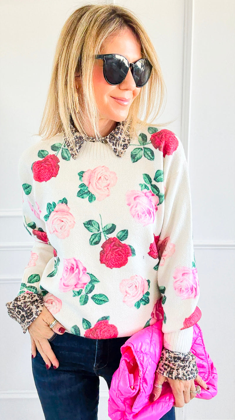 Garden Bloom Crew Neck Sweater-140 Sweaters-Vine & Love-Coastal Bloom Boutique, find the trendiest versions of the popular styles and looks Located in Indialantic, FL