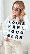 LKCM Italian Sweatshirt - White-140 Sweaters-Germany-Coastal Bloom Boutique, find the trendiest versions of the popular styles and looks Located in Indialantic, FL