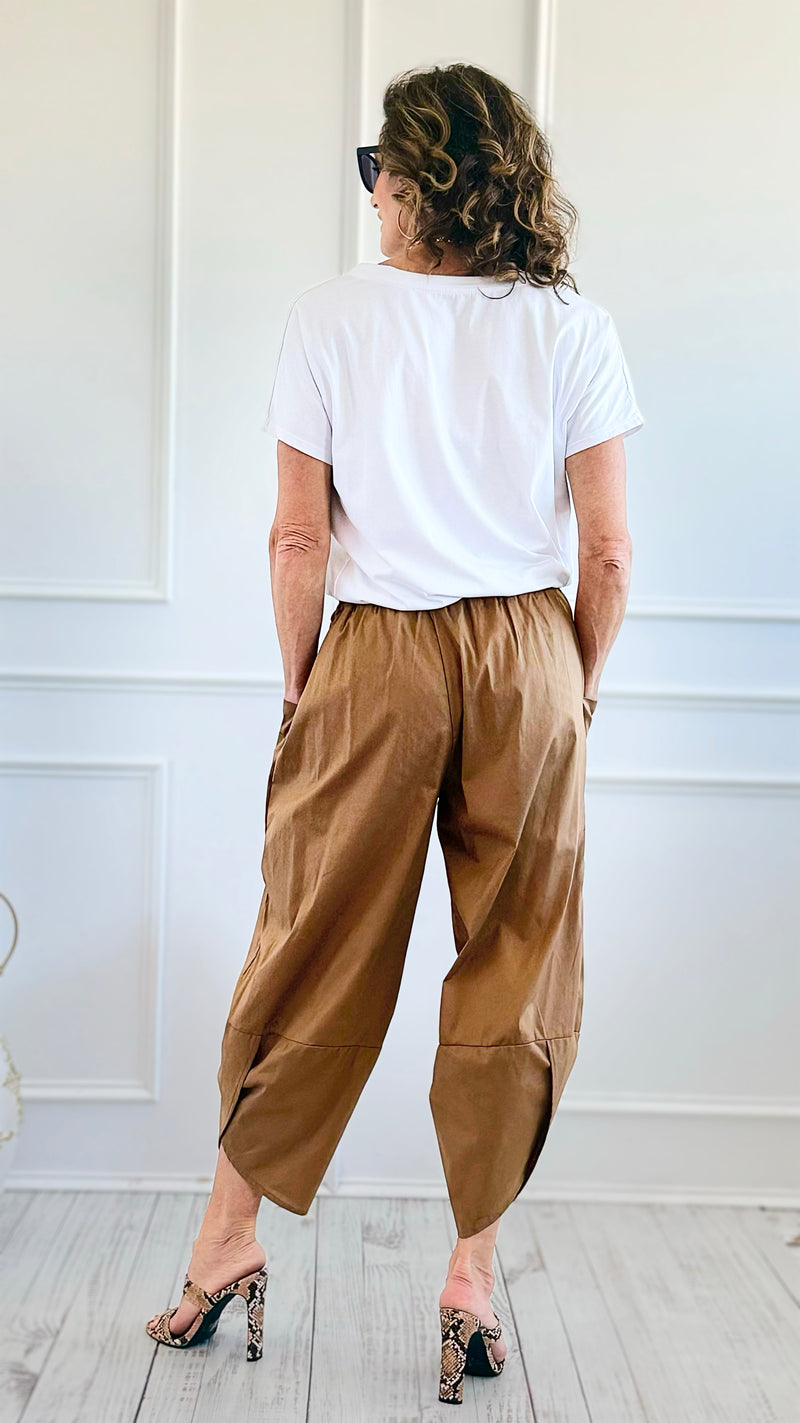 Relax & Go Italian Barrel Pant- Camel-100 Pants-VANESSA-Coastal Bloom Boutique, find the trendiest versions of the popular styles and looks Located in Indialantic, FL