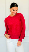 Brushed Melange Sweater - Dark Red-140 Sweaters-Zenana-Coastal Bloom Boutique, find the trendiest versions of the popular styles and looks Located in Indialantic, FL