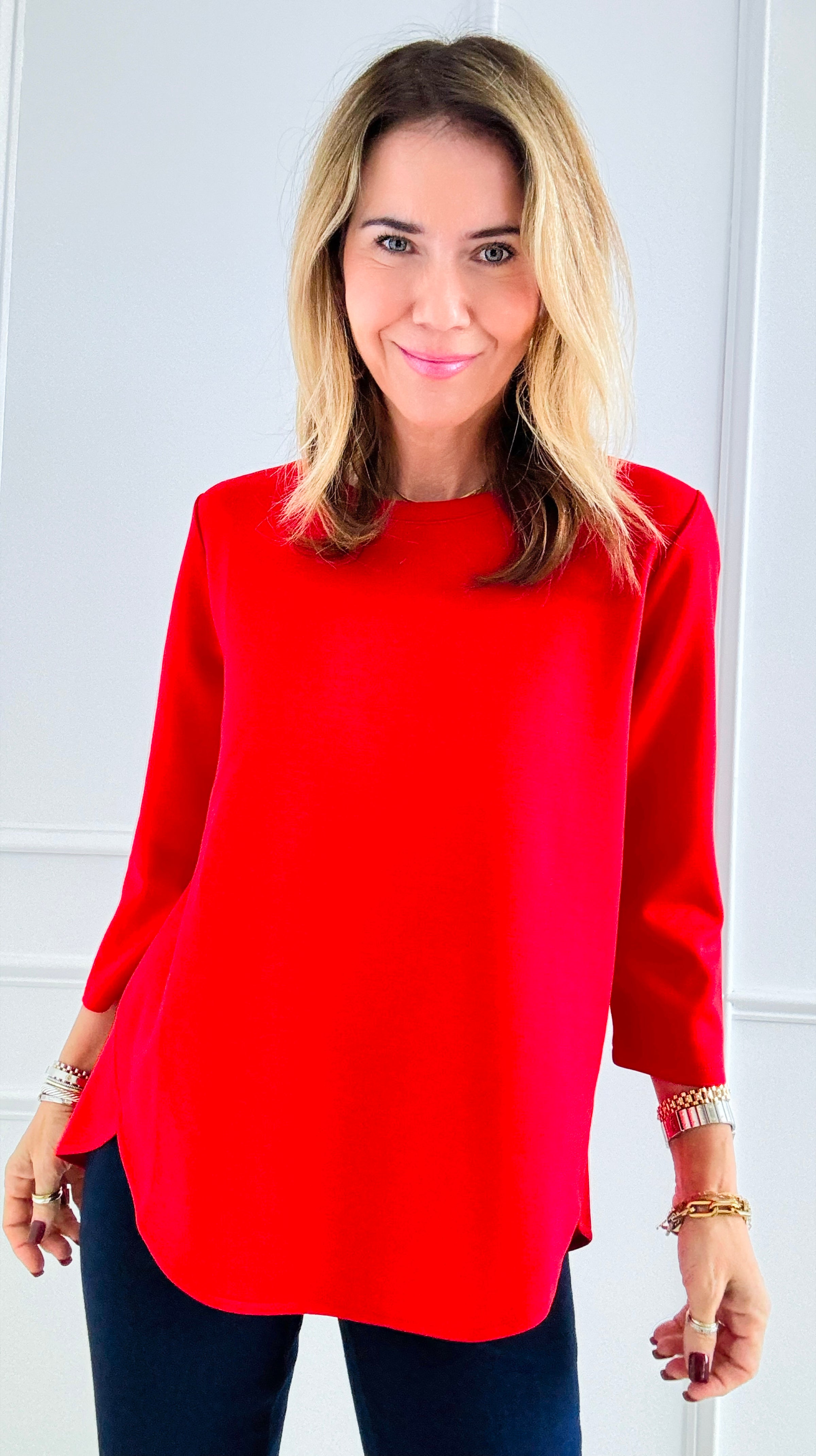 Bold Moves Top - Red-130 Long Sleeve Tops-Beverly Rose-Coastal Bloom Boutique, find the trendiest versions of the popular styles and looks Located in Indialantic, FL