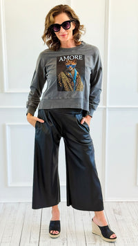 Fashion Feline Italian Sweatshirt-140 Sweaters-AZUL MONACO-Coastal Bloom Boutique, find the trendiest versions of the popular styles and looks Located in Indialantic, FL