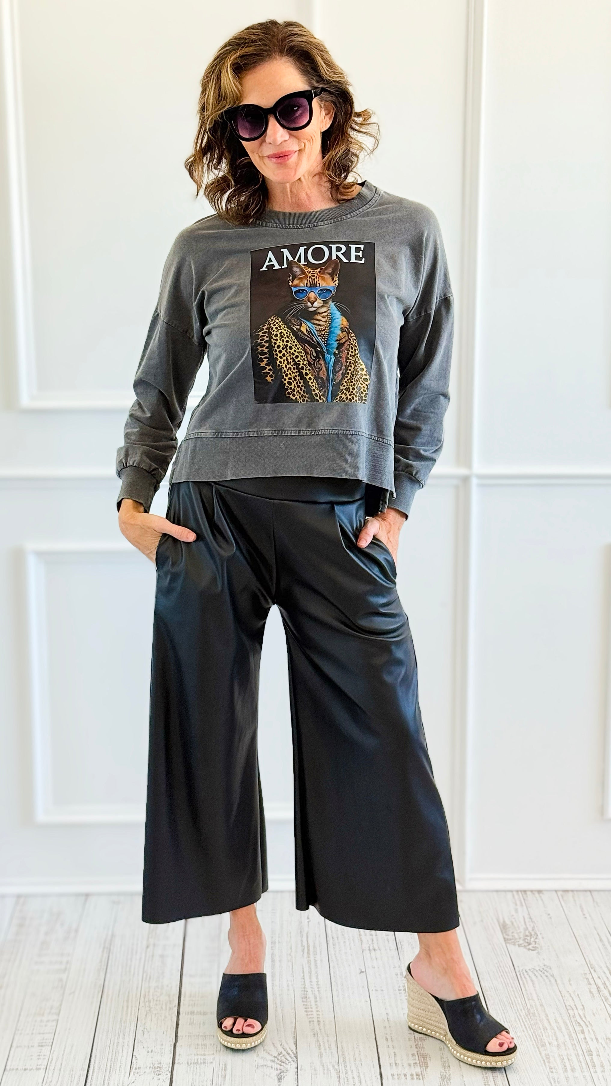 Fashion Feline Italian Sweatshirt-140 Sweaters-AZUL MONACO-Coastal Bloom Boutique, find the trendiest versions of the popular styles and looks Located in Indialantic, FL