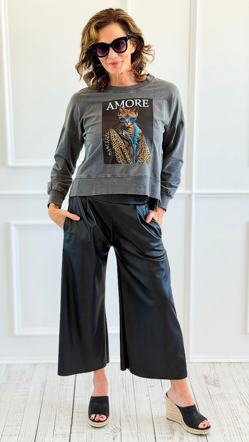Fashion Feline Italian Sweatshirt-140 Sweaters-AZUL MONACO-Coastal Bloom Boutique, find the trendiest versions of the popular styles and looks Located in Indialantic, FL