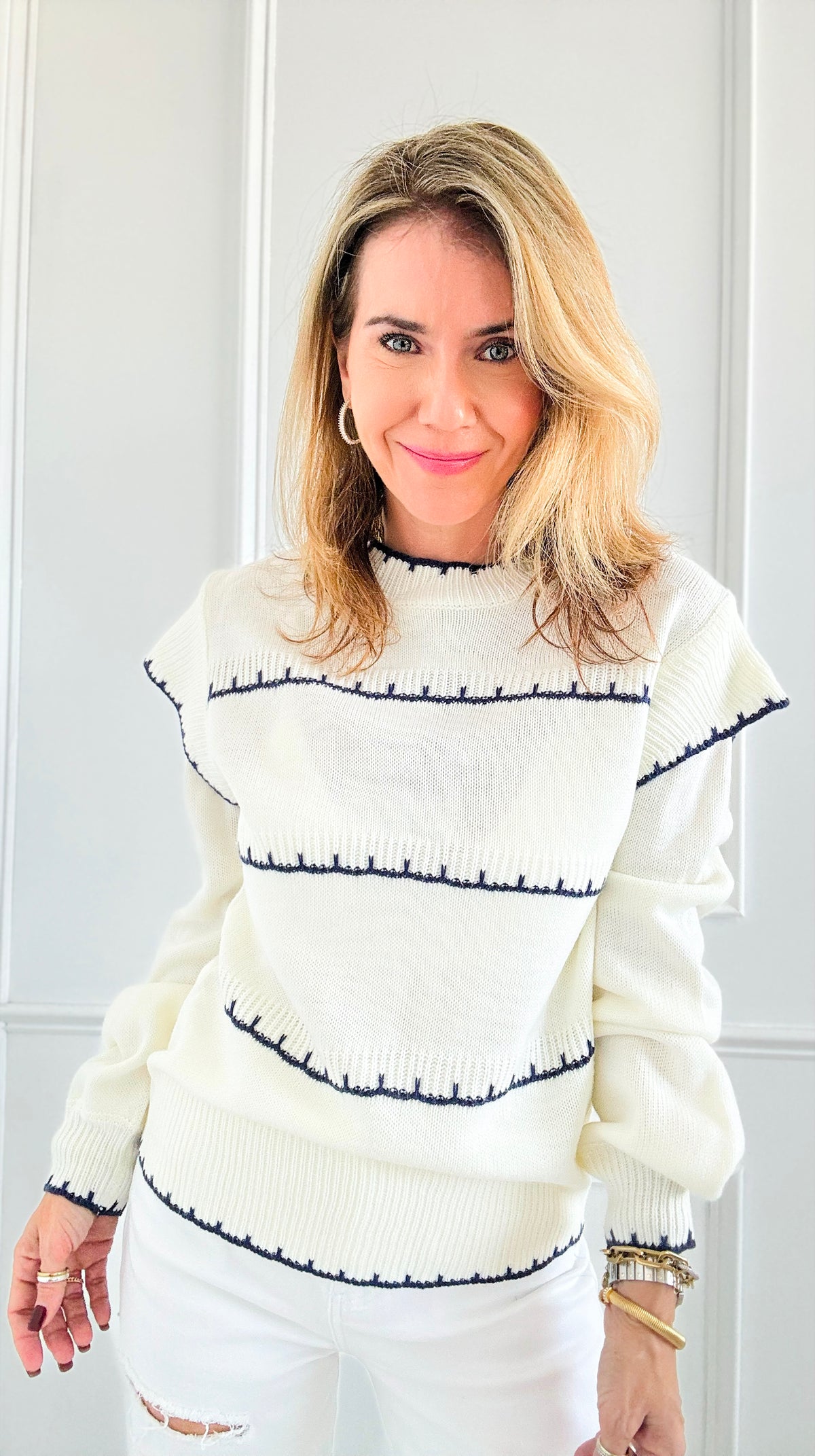 Vivid Lines Sweater-140 Sweaters-Rousseau-Coastal Bloom Boutique, find the trendiest versions of the popular styles and looks Located in Indialantic, FL