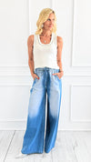 Cloud Wash Pull-On Wide-Leg Pants-170 Bottoms-American Bazi-Coastal Bloom Boutique, find the trendiest versions of the popular styles and looks Located in Indialantic, FL