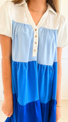 Tiered Puff Sleeve Color Block Dress-200 dresses/jumpsuits/rompers-Rousseau-Coastal Bloom Boutique, find the trendiest versions of the popular styles and looks Located in Indialantic, FL