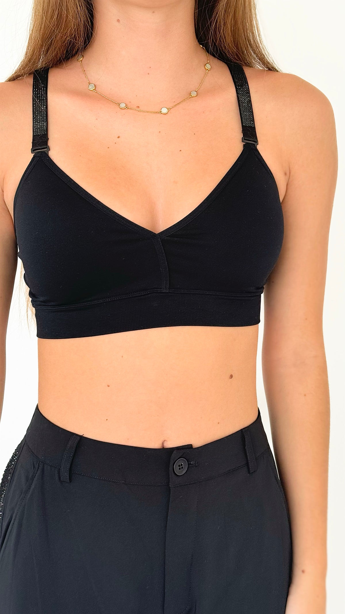 Strap Situation Bra - Black Plunge / Petite Onyx Crystals-220 Intimates-Strap-its-Coastal Bloom Boutique, find the trendiest versions of the popular styles and looks Located in Indialantic, FL