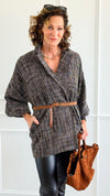 Luxe Belted Italian Jacket-160 Jackets-AZUL MONACO-Coastal Bloom Boutique, find the trendiest versions of the popular styles and looks Located in Indialantic, FL