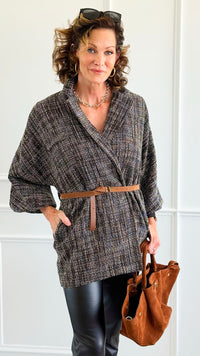 Luxe Belted Italian Jacket-160 Jackets-AZUL MONACO-Coastal Bloom Boutique, find the trendiest versions of the popular styles and looks Located in Indialantic, FL