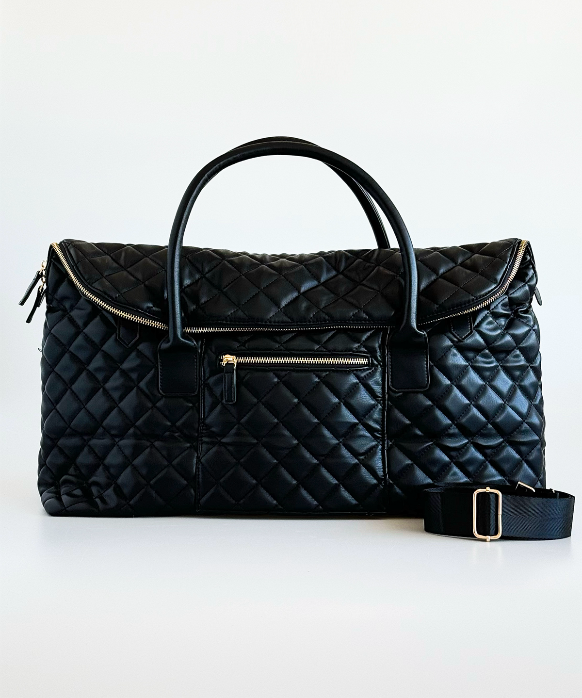 Quilted Weekender Bag - Black-240 Bags-BC Handbags-Coastal Bloom Boutique, find the trendiest versions of the popular styles and looks Located in Indialantic, FL