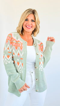 Alpine Glow Buttoned Cardigan-150 Cardigans/Layers-Rousseau-Coastal Bloom Boutique, find the trendiest versions of the popular styles and looks Located in Indialantic, FL